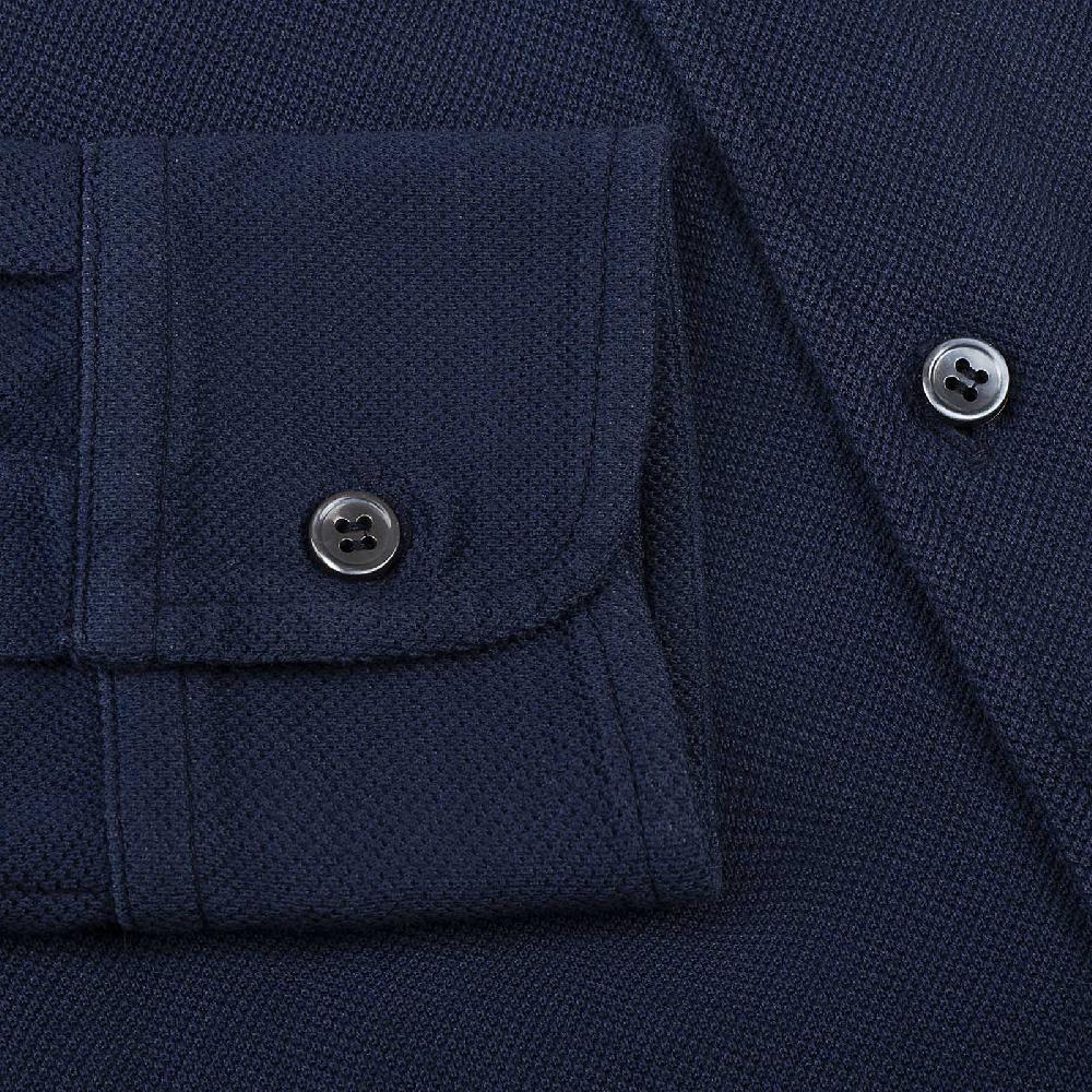 Rubinacci Camicia in piquet blu Nuova