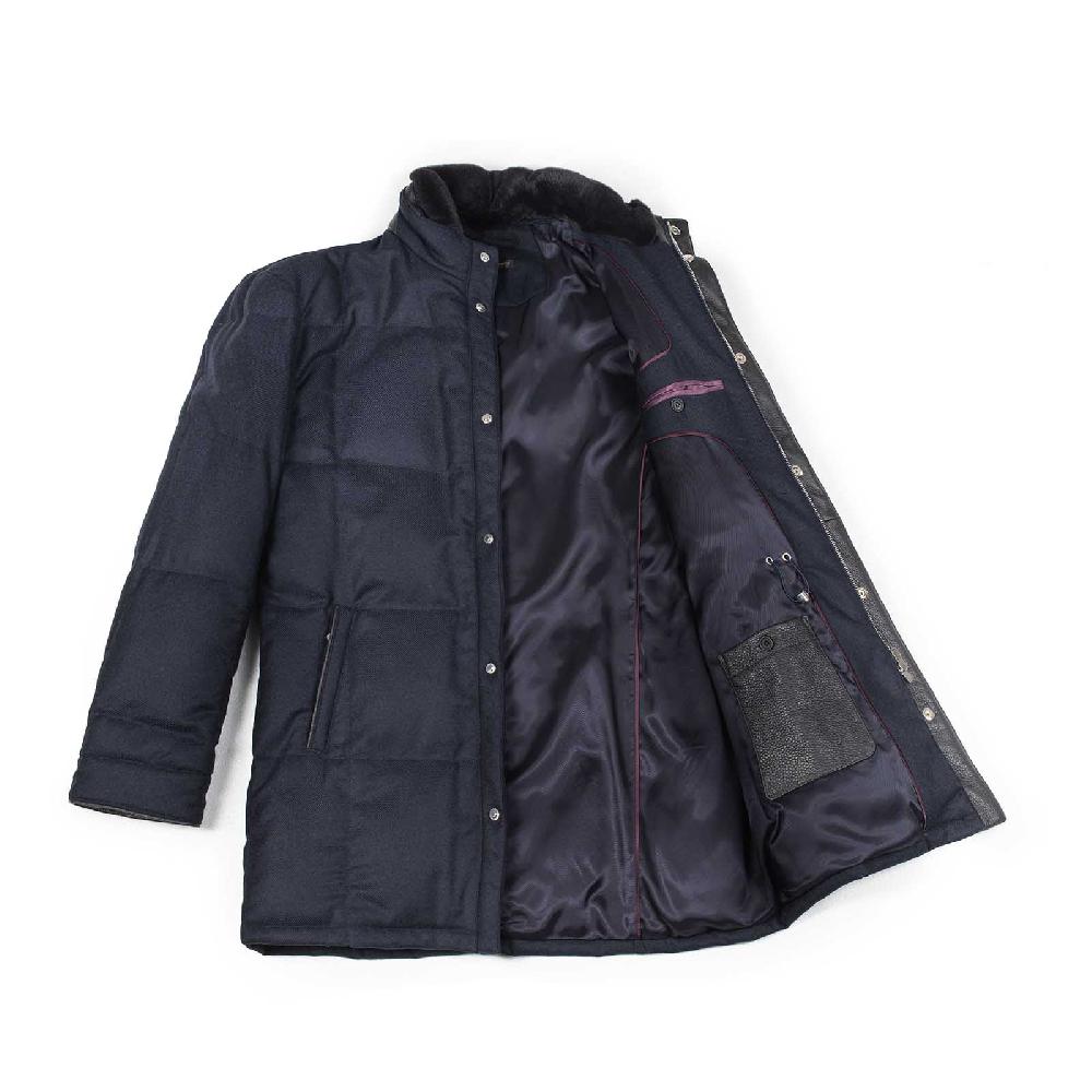 Rubinacci Piumino in lana e cashmere blu Prezzo Ridotto