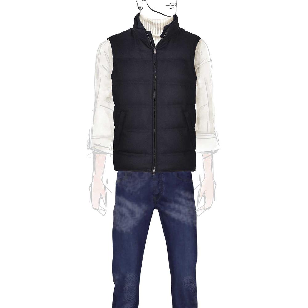 Rubinacci Gilet trapuntato lana e cashmere blu