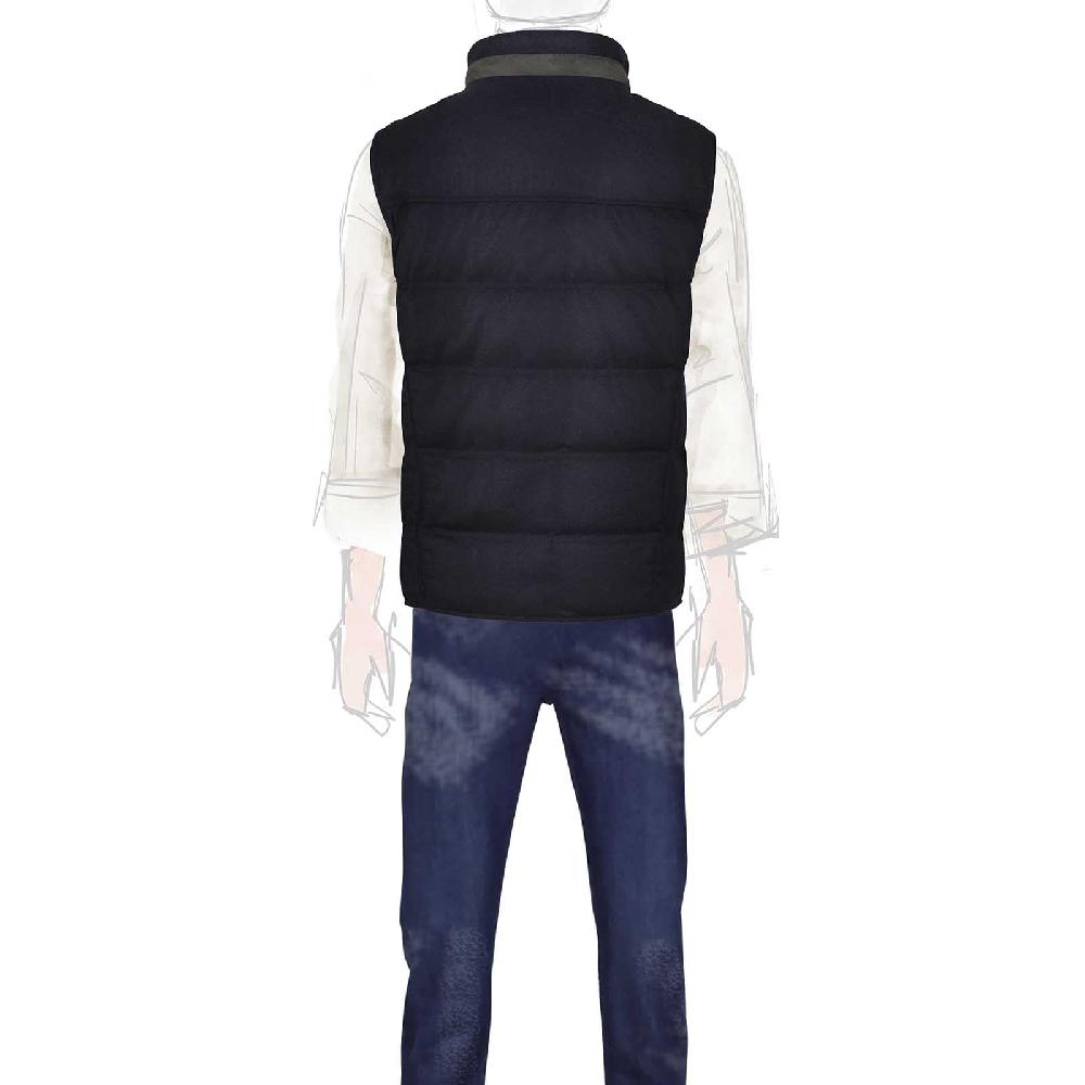 Rubinacci Gilet trapuntato lana e cashmere blu Sottocosto