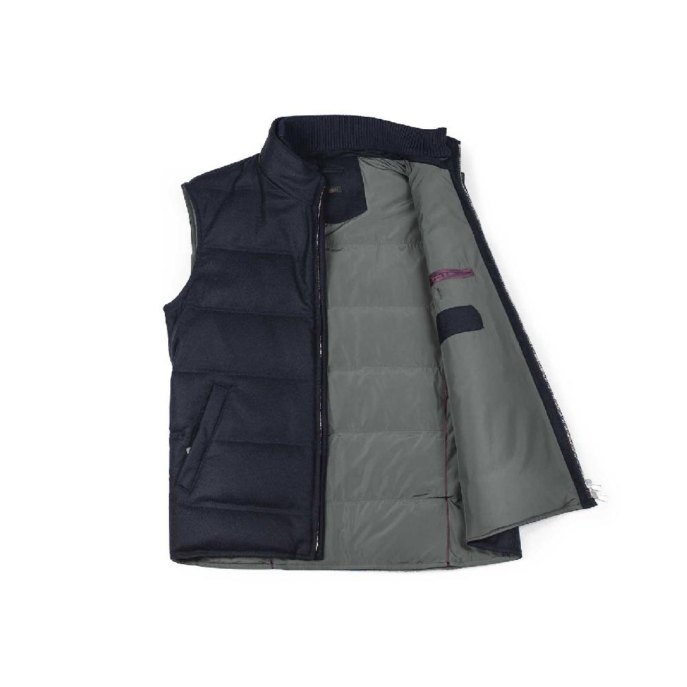 Rubinacci Gilet trapuntato lana e cashmere blu Sottocosto