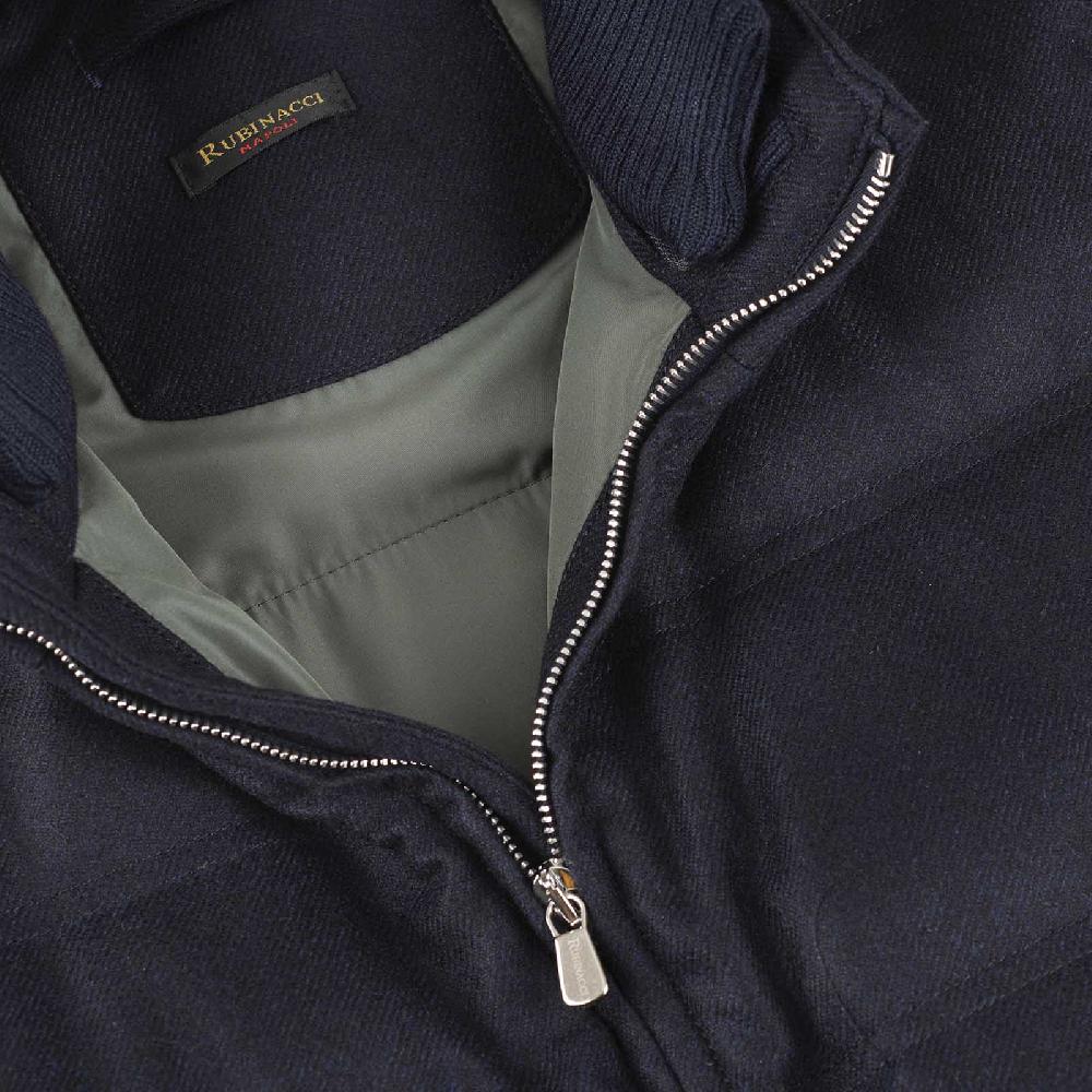 Rubinacci Gilet trapuntato lana e cashmere blu Sottocosto