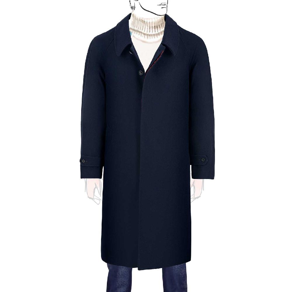 Rubinacci Cappotto raglan in lana super 200's blu