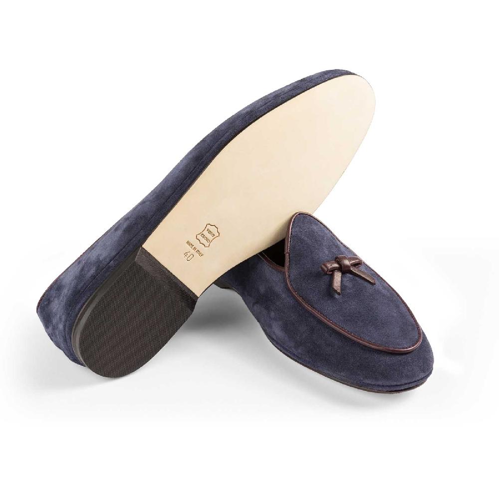 Rubinacci Marphy velour blu piping bordeaux Duty-free