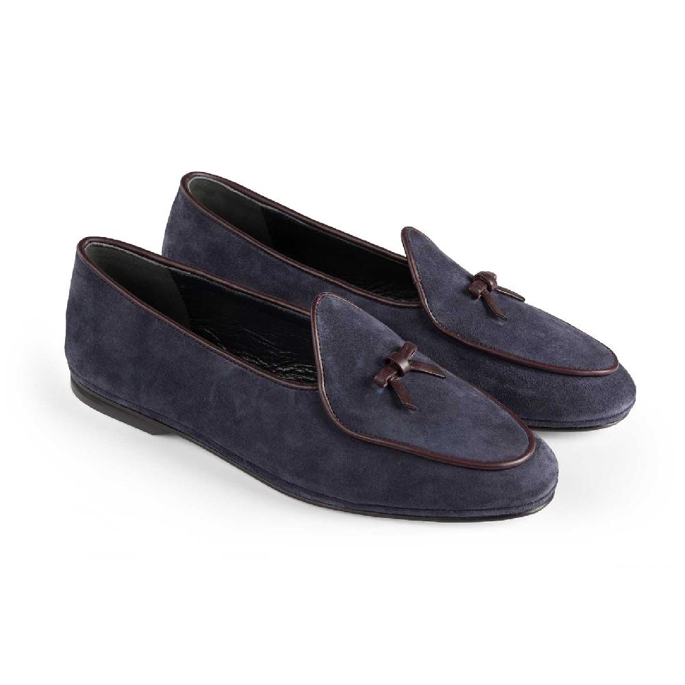 Rubinacci Marphy velour blu piping bordeaux Duty-free