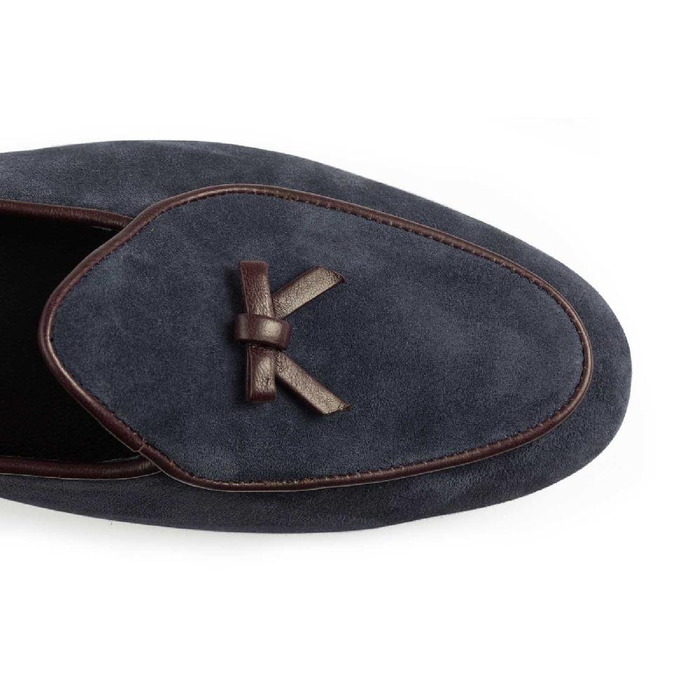 Rubinacci Marphy velour blu piping bordeaux Duty-free