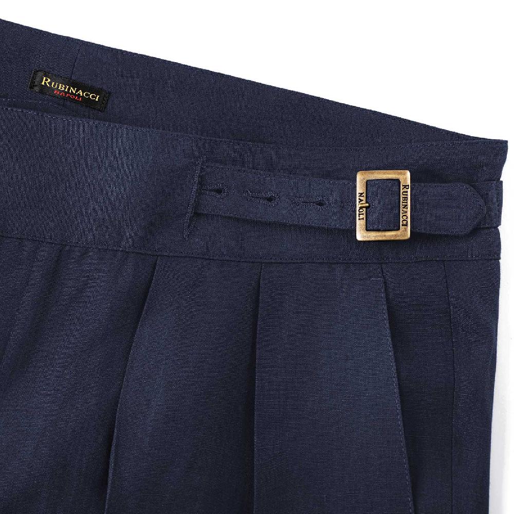 Rubinacci Pantalone manny in hopsack blu Pezzi Unici