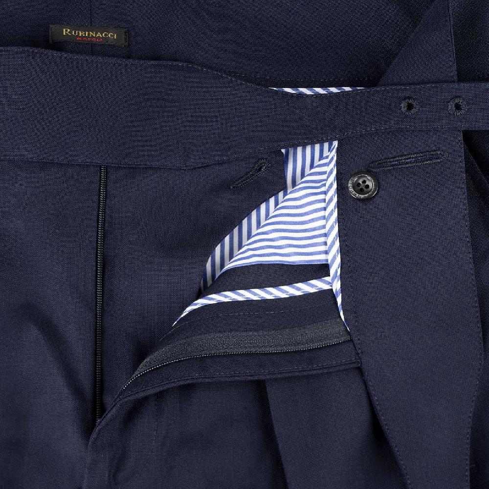 Rubinacci Pantalone manny in hopsack blu Pezzi Unici