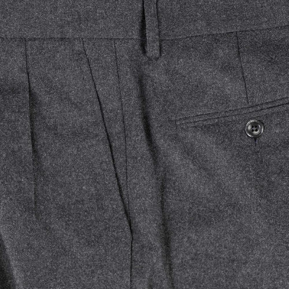 Rubinacci Pantalone 2 pinces in flanella grigio scuro Qualità Garantita