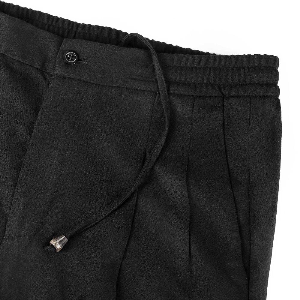 Rubinacci Pantalone leisure in flanella nero Sottocosto