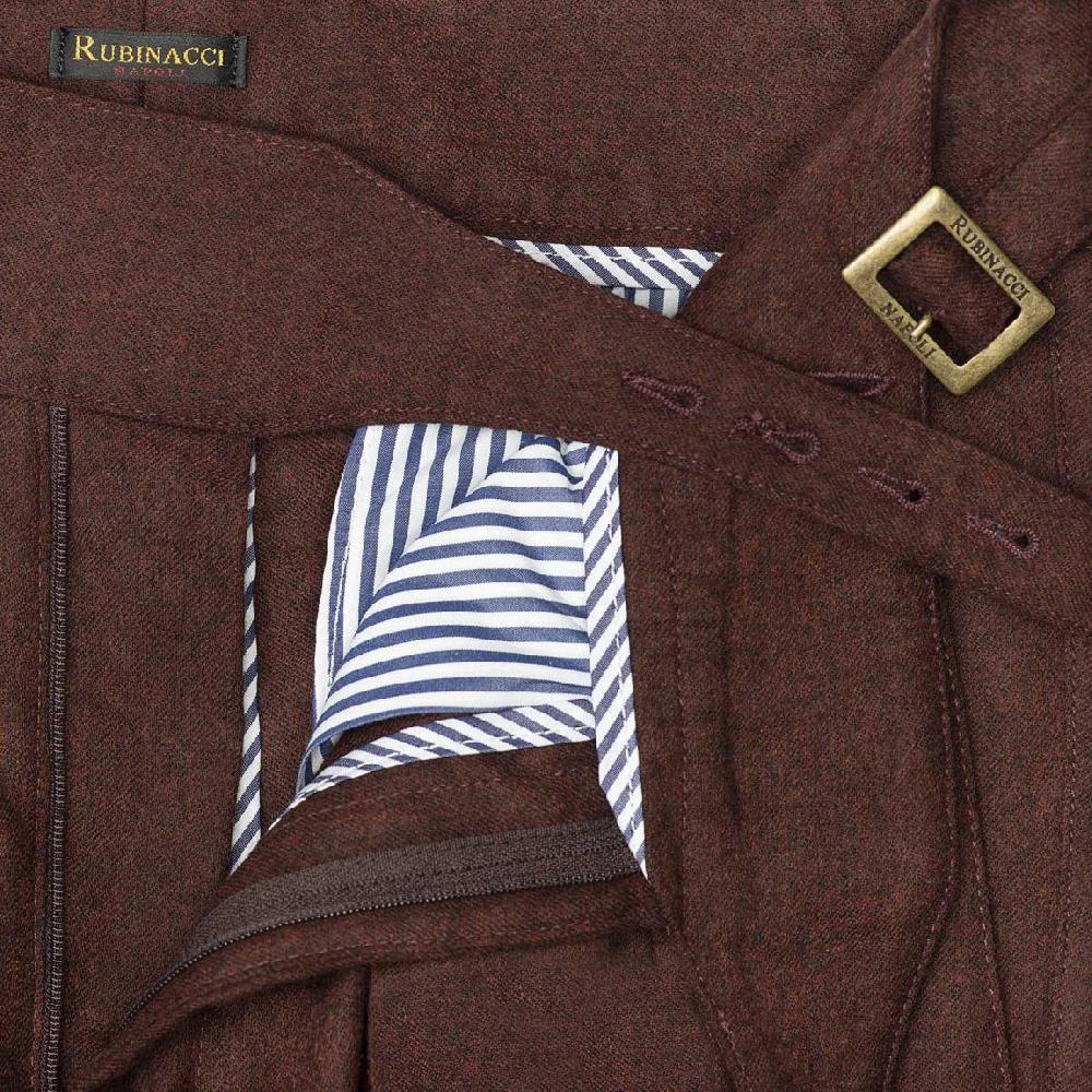 Rubinacci Pantalone manny in flanella bordeaux limited edition Novità