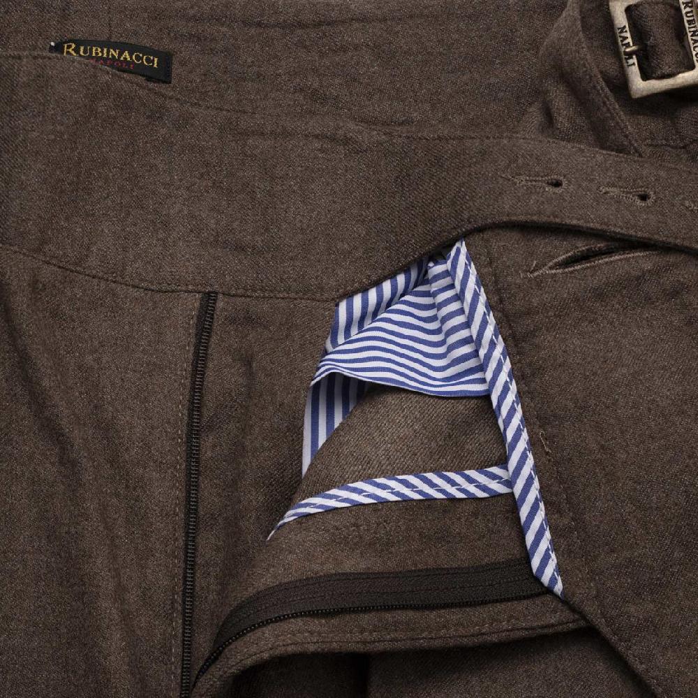 Rubinacci Pantalone manny in flanella nocciola Saldi