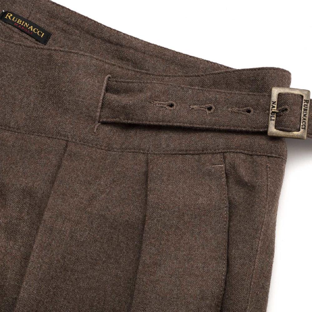 Rubinacci Pantalone manny in flanella nocciola Saldi