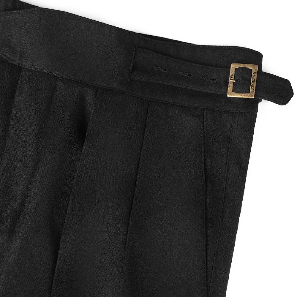 Rubinacci Pantalone manny in flanella nero Saldi Di Fabbrica