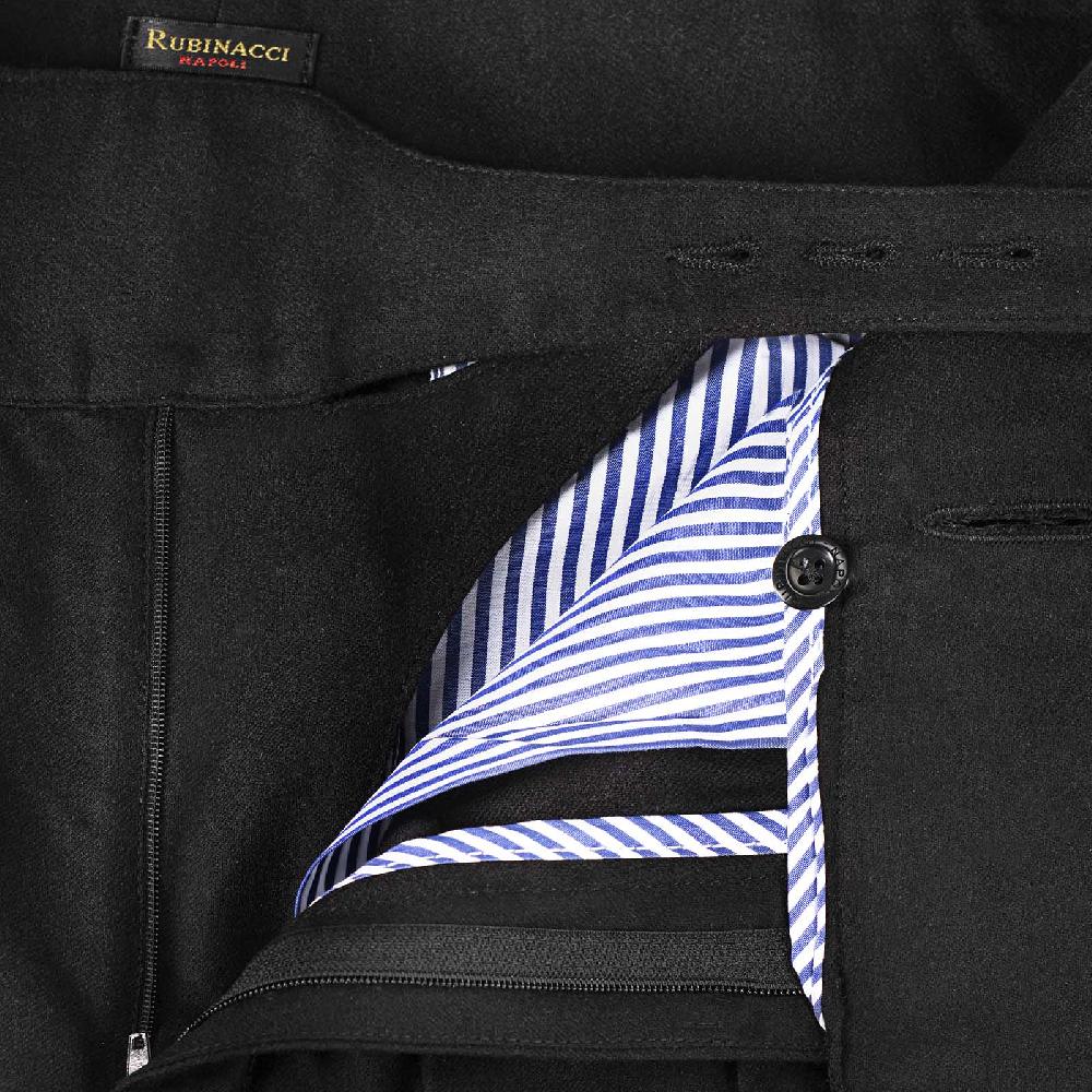 Rubinacci Pantalone manny in flanella nero Saldi Di Fabbrica