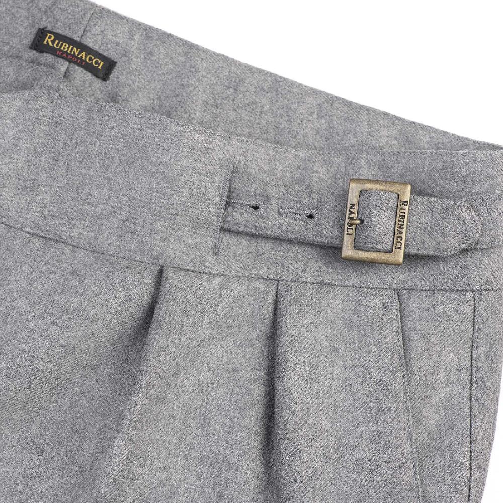 Rubinacci Pantalone manny in flanella grigio chiaro limited edition Negozio online di fabbrica
