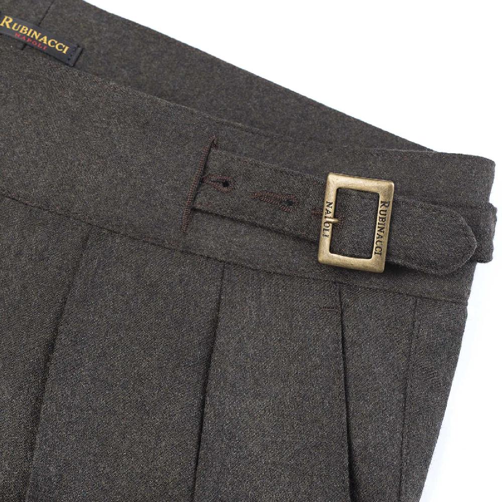 Rubinacci Pantalone manny in flanella tortora limited edition Comprare a buon mercato