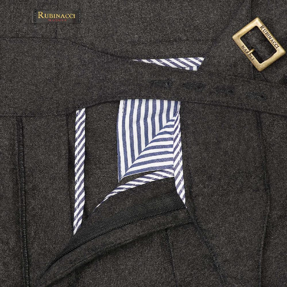 Rubinacci Pantalone manny in flanella grigio scuro Grande vendita