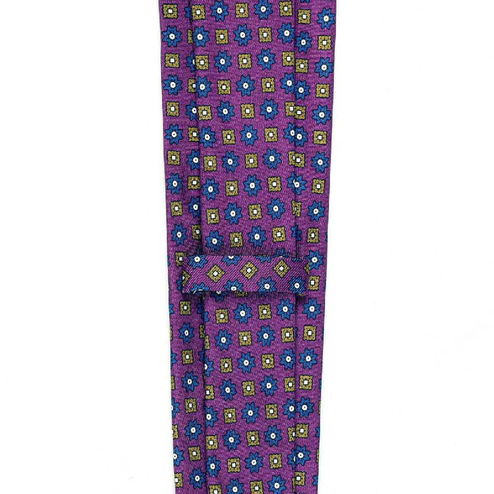 Rubinacci Cravatta in twill di seta ciclamino con stampa floreale Vendite stagionali