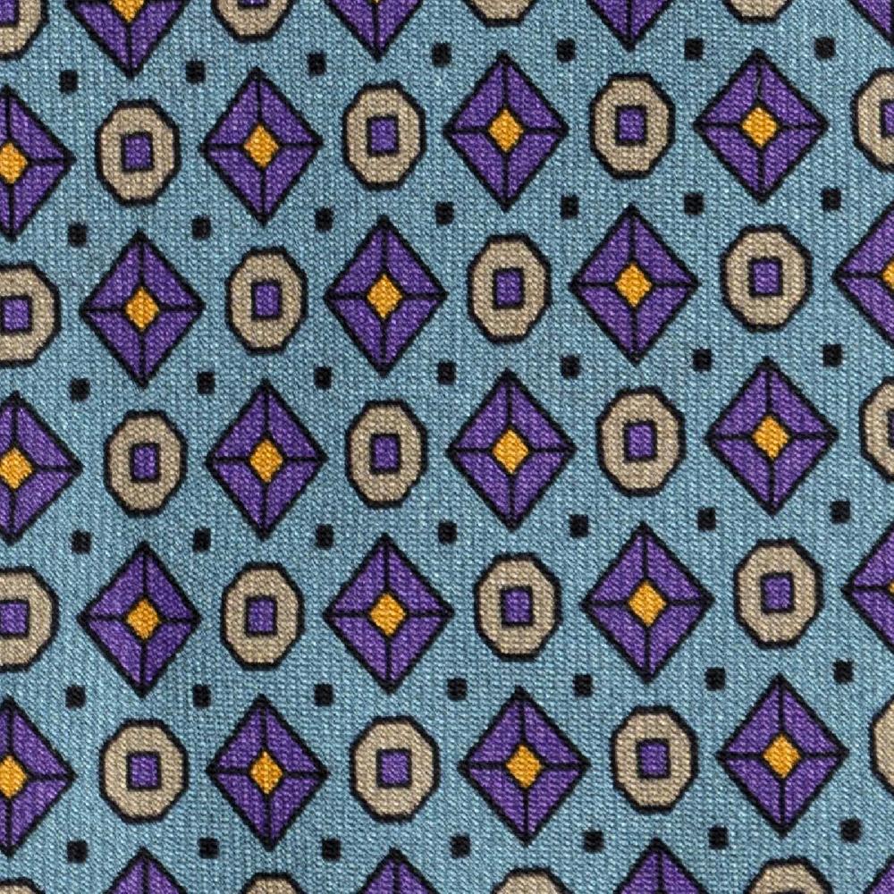 Rubinacci Cravatta in twill di seta turchese con stampa geometrica Cyber Monday