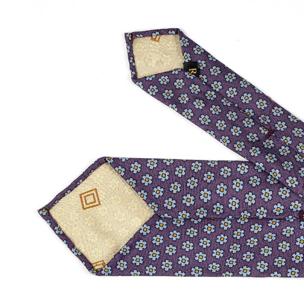Rubinacci Cravatta in twill di seta con stampa floreale vino Offerta natalizia