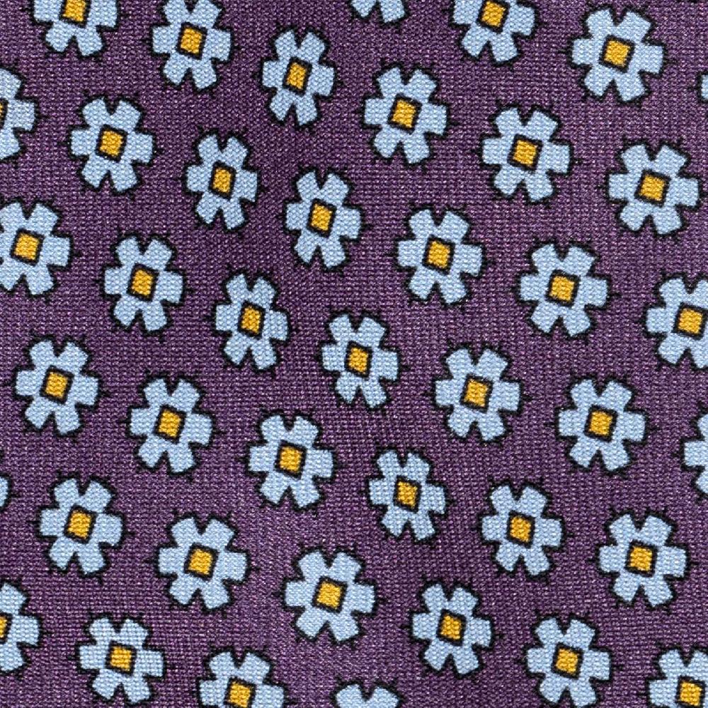 Rubinacci Cravatta in twill di seta con stampa floreale vino Offerta natalizia