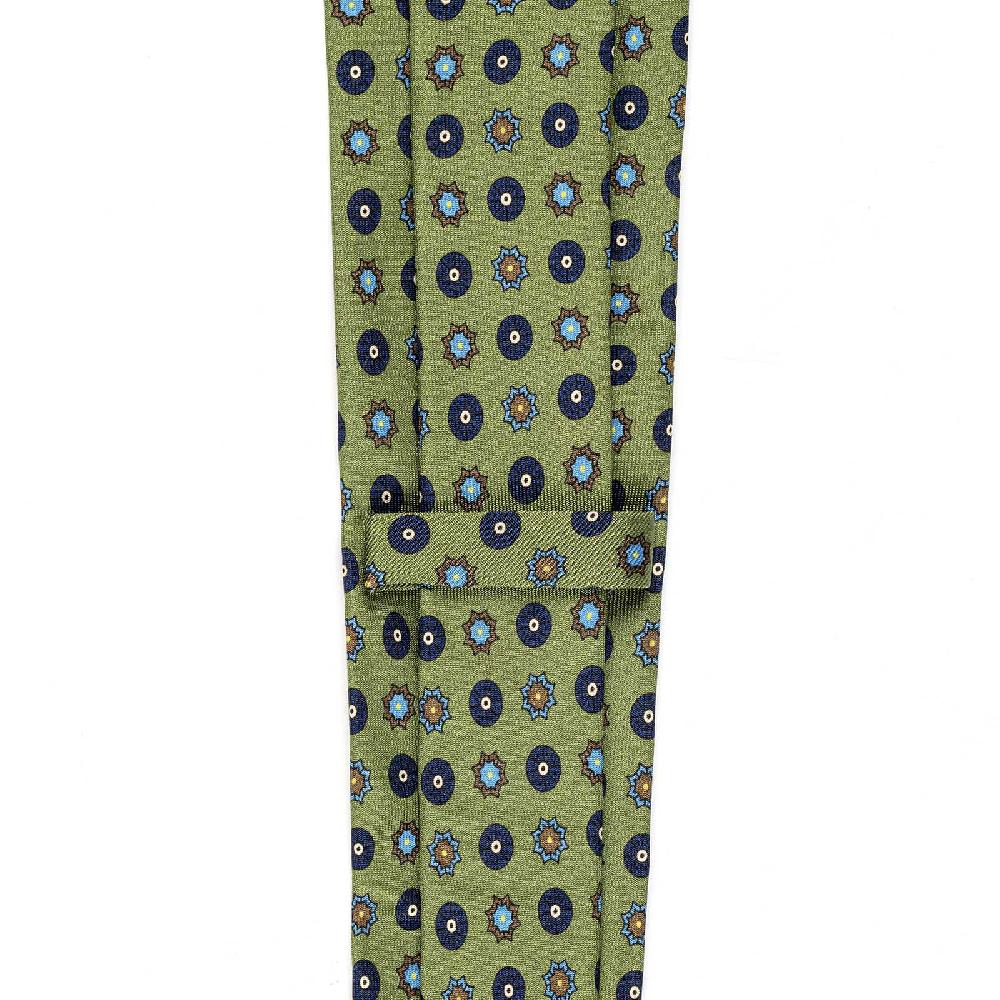 Rubinacci Cravatta in twill di seta con stampa geometrica verde Offerta Pasqua