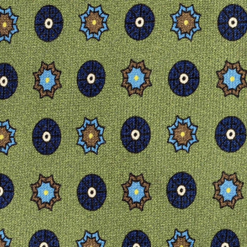 Rubinacci Cravatta in twill di seta con stampa geometrica verde Offerta Pasqua