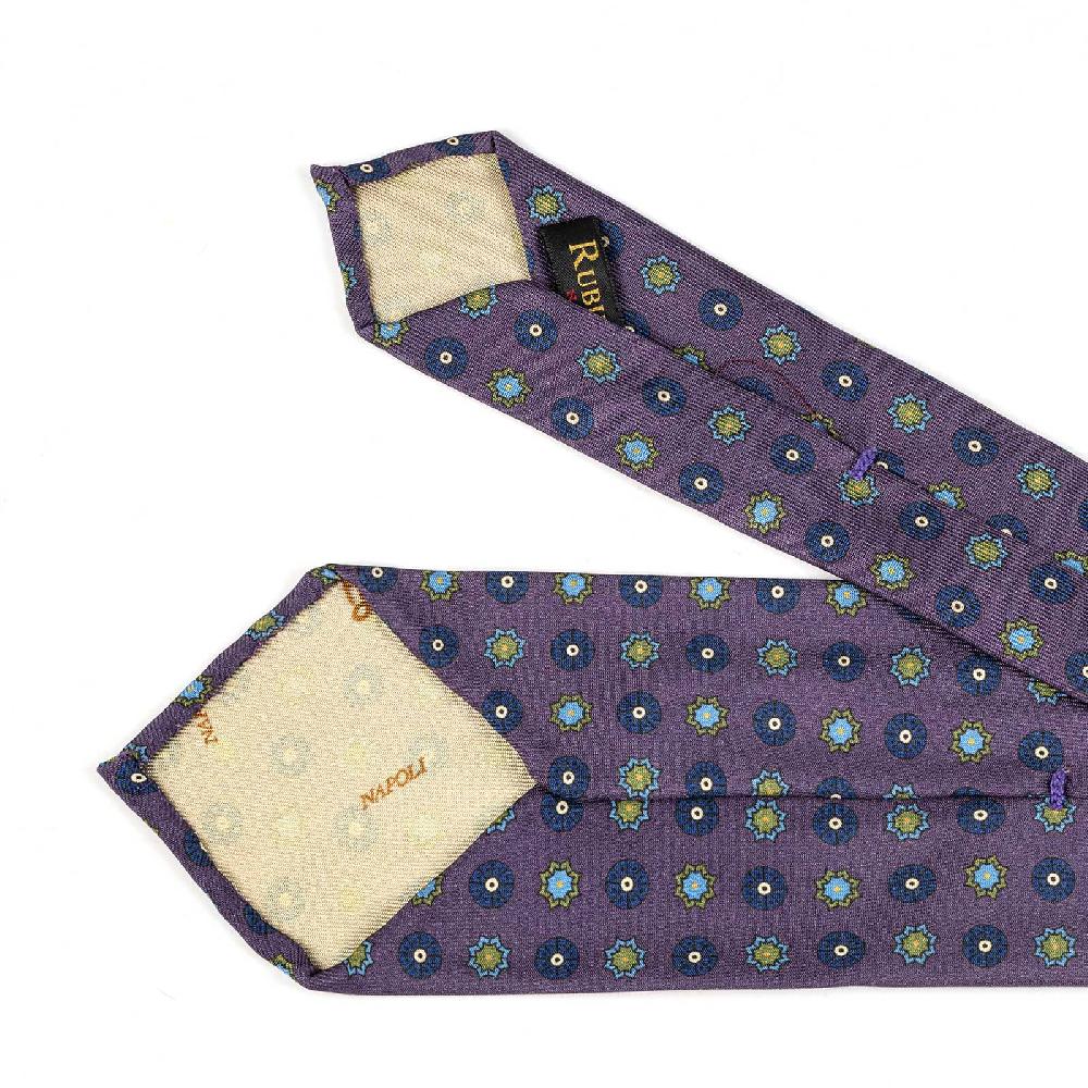 Rubinacci Cravatta in twill di seta con stampa floreale vino Offerta per la Festa della Mamma