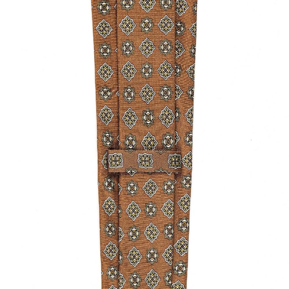 Rubinacci Cravatta in twill di seta con stampa geometrica beige Offerta Giorno del Papà