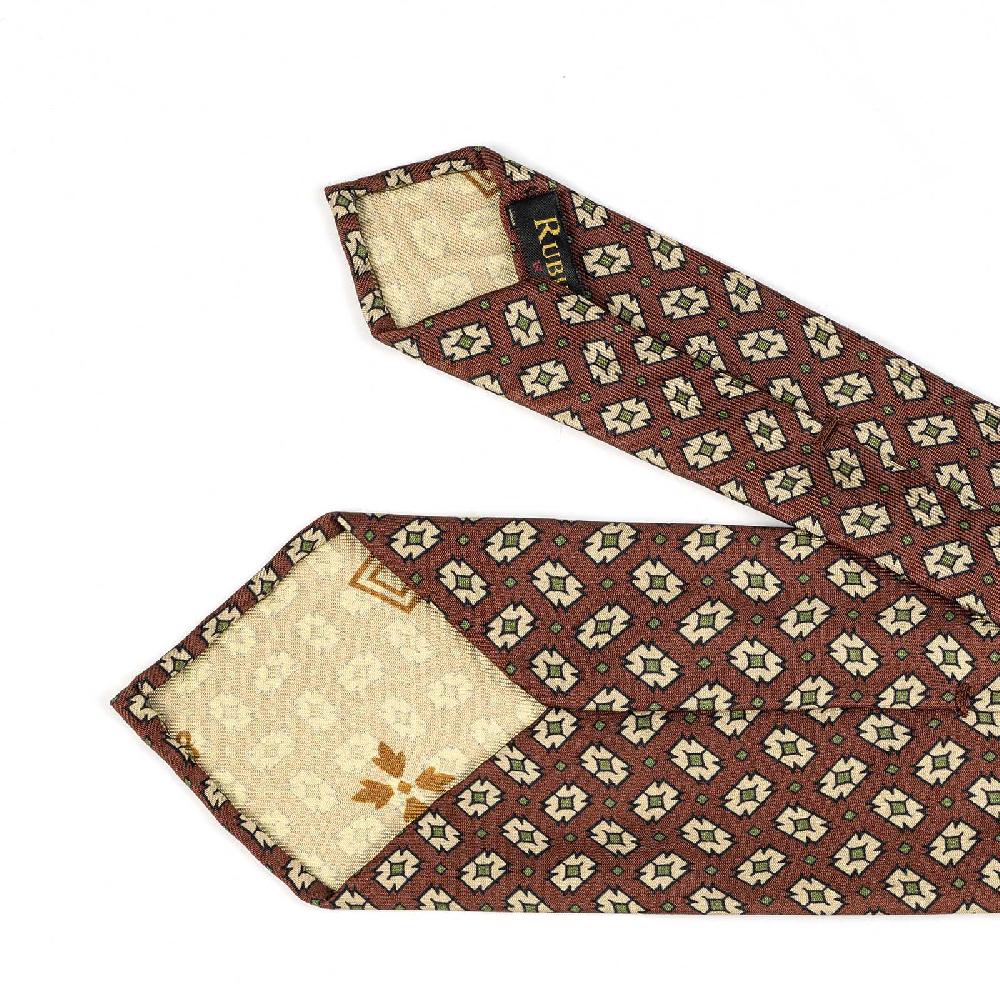 Rubinacci Cravatta in twill di seta con stampa geometrica bordeaux Smaltimento dello stoccaggio