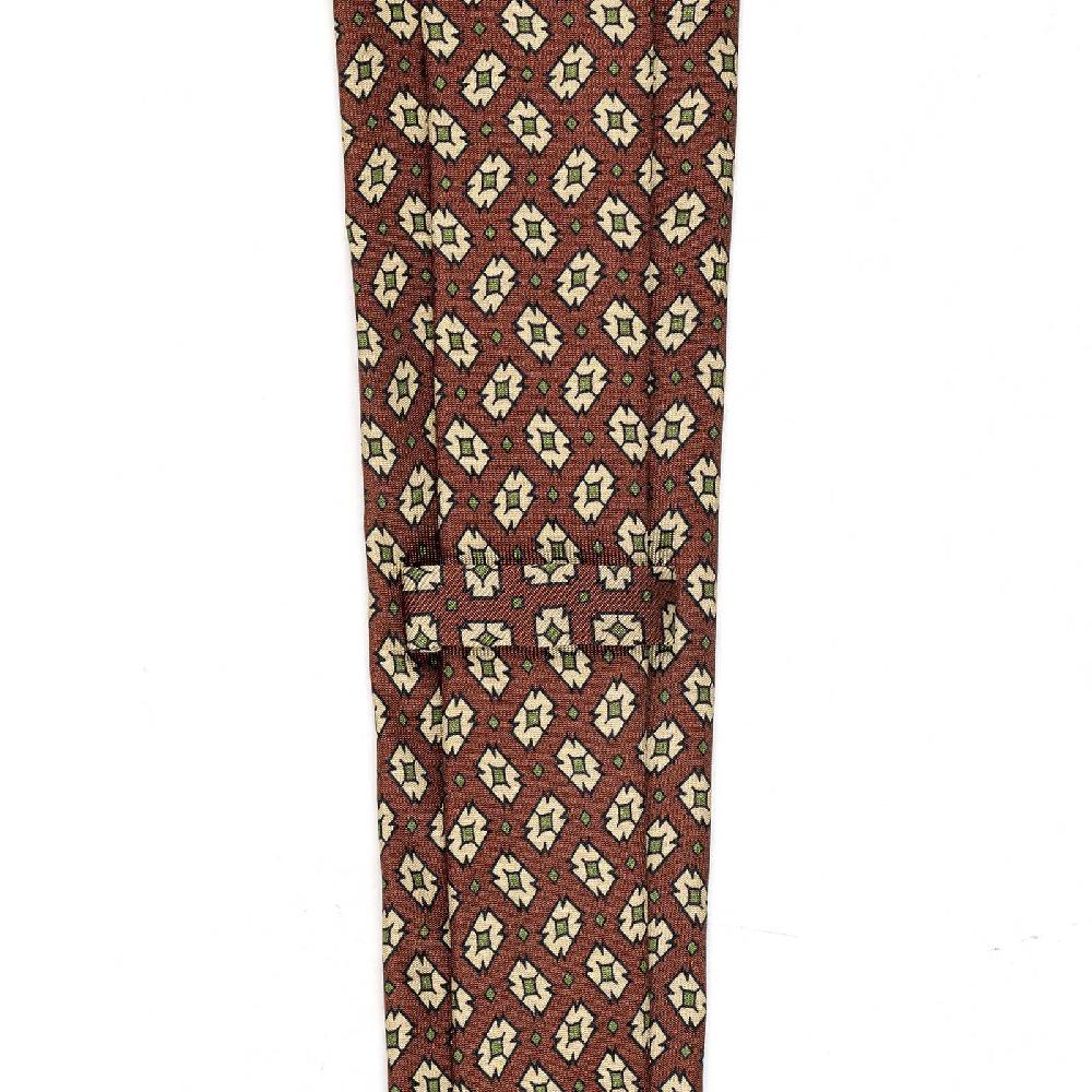 Rubinacci Cravatta in twill di seta con stampa geometrica bordeaux Smaltimento dello stoccaggio