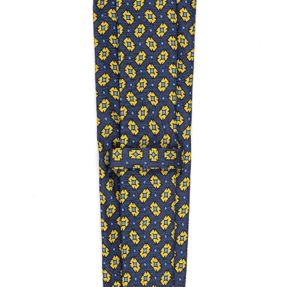 Rubinacci Cravatta in twill di seta con stampa geometrica blu Offerta migliore