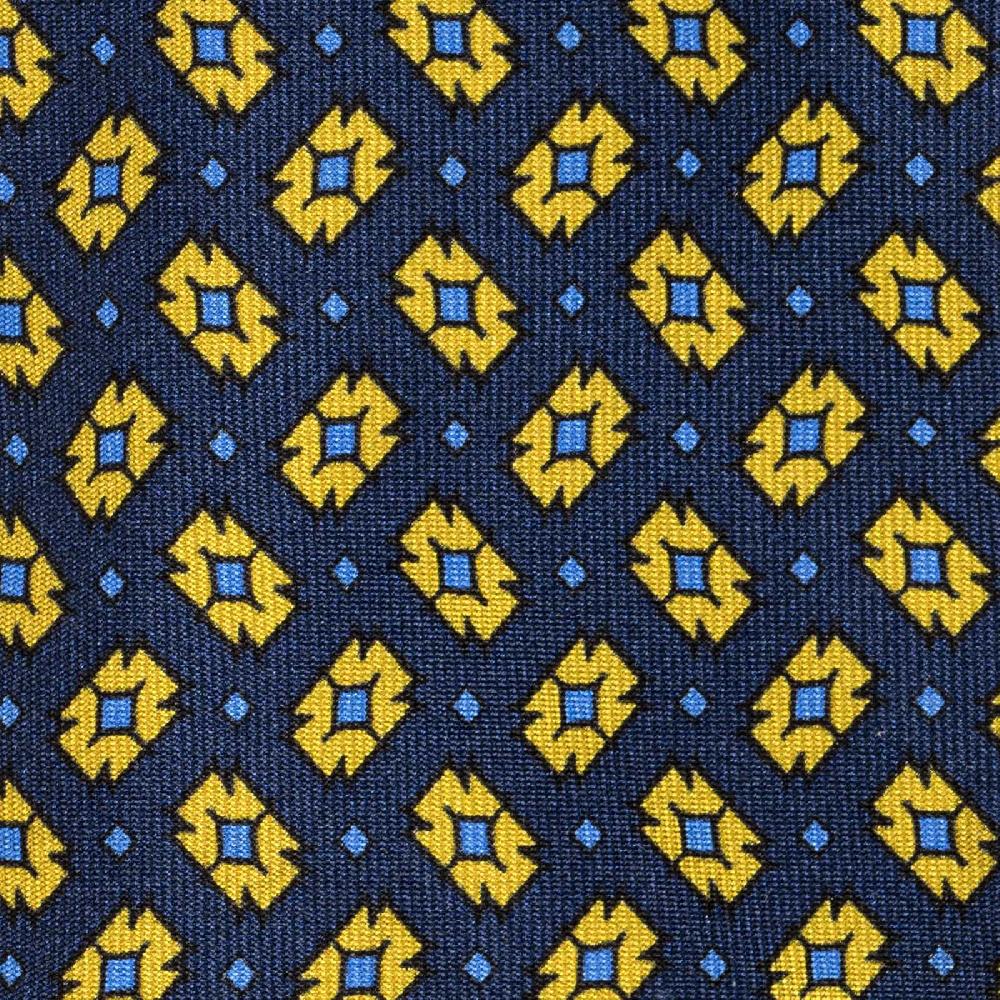 Rubinacci Cravatta in twill di seta con stampa geometrica blu Offerta migliore