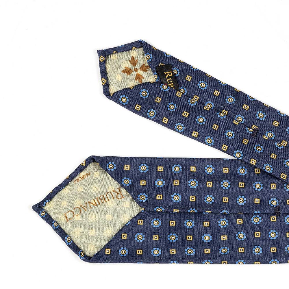Rubinacci Cravatta in twill di seta con stampa floreale blu Latest fashion
