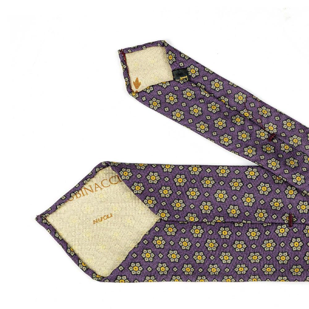 Rubinacci Cravatta in twill di seta con stampa floreale vino Online Outlet