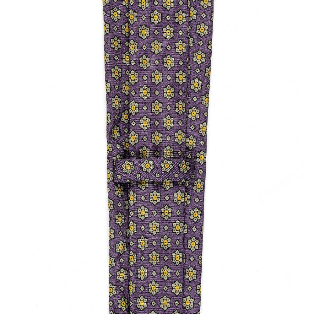 Rubinacci Cravatta in twill di seta con stampa floreale vino Online Outlet