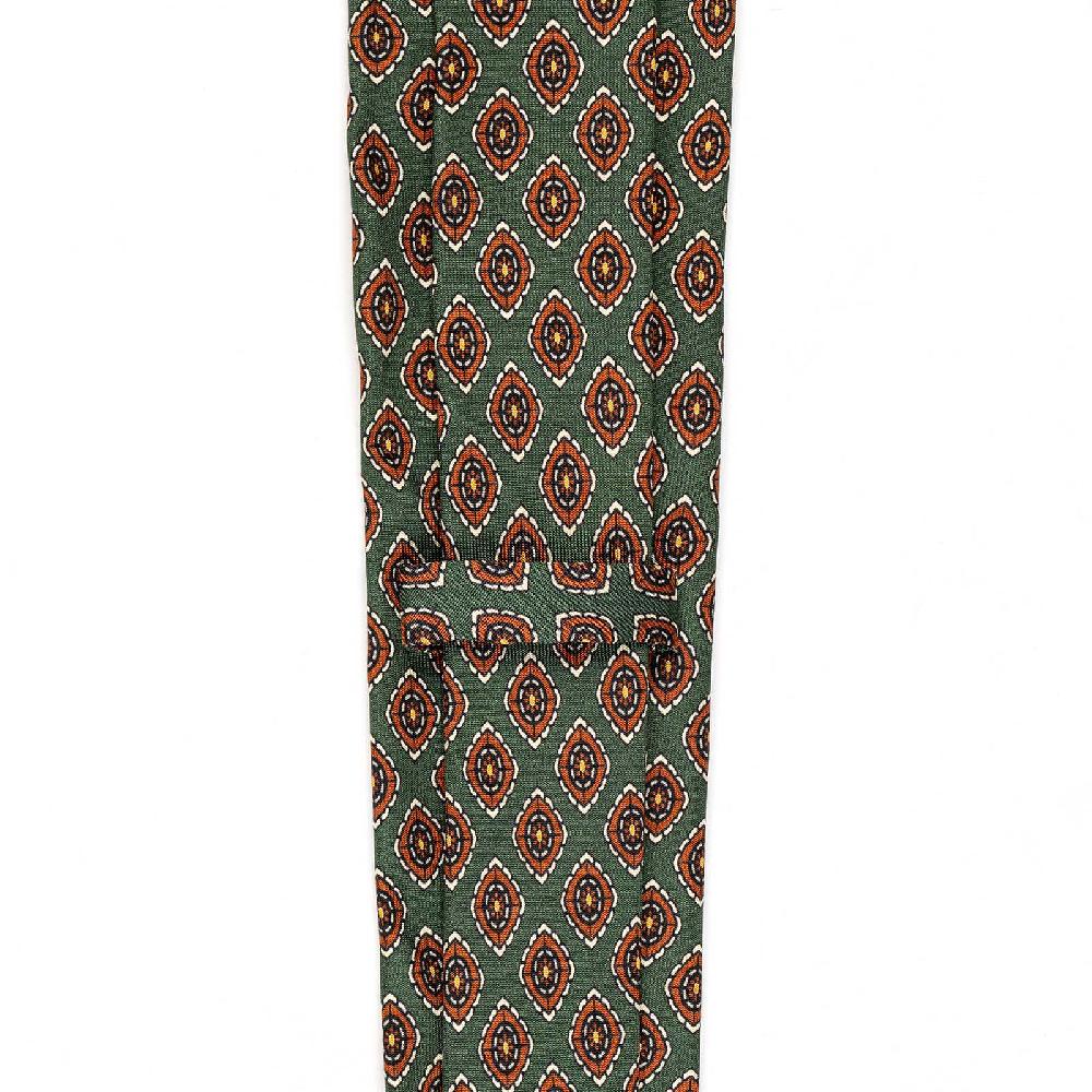 Rubinacci Cravatta in twill di seta verde con stampa geometrica Offerte esclusive