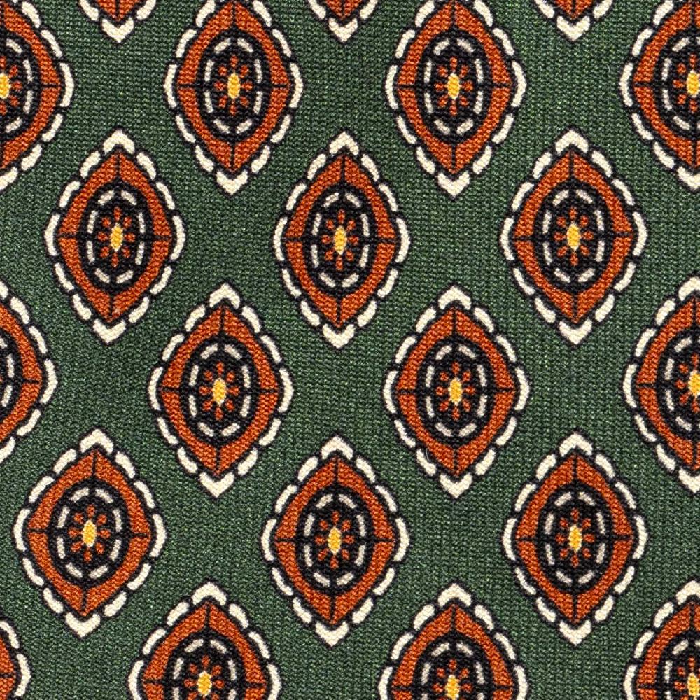 Rubinacci Cravatta in twill di seta verde con stampa geometrica Offerte esclusive