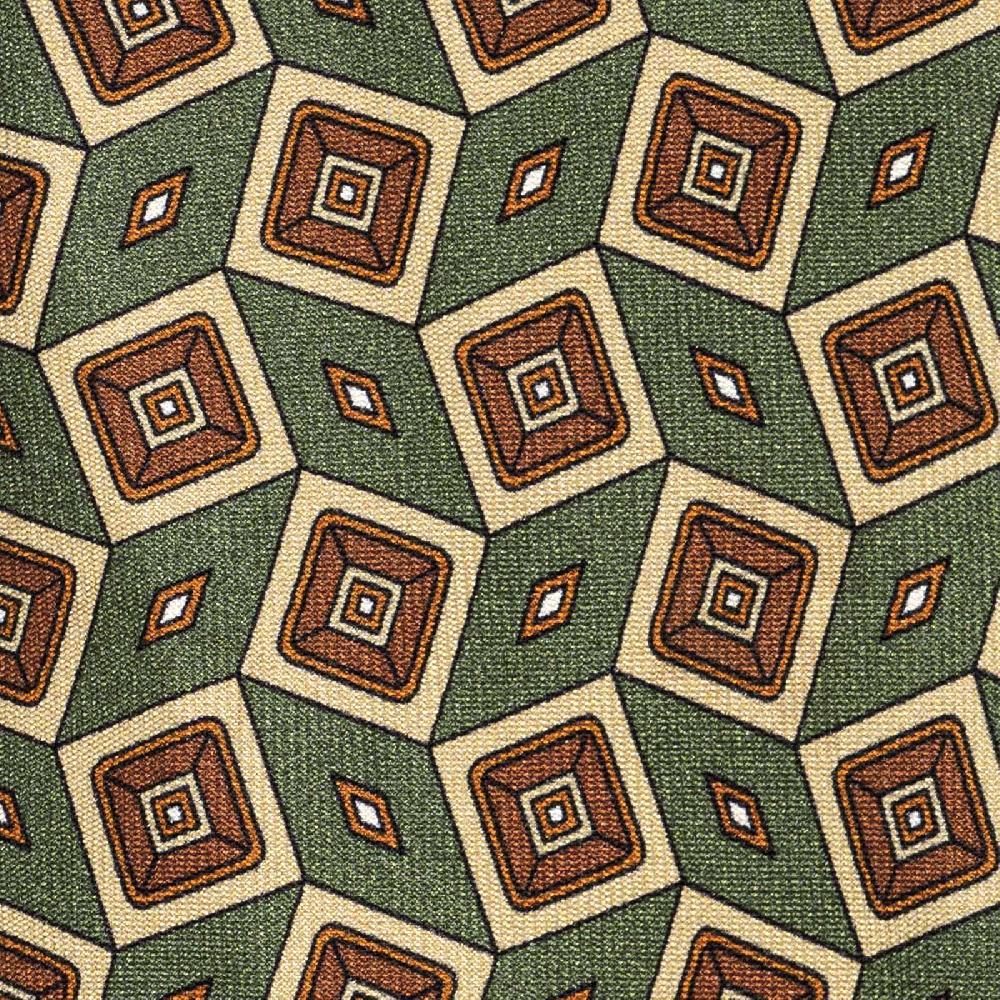 Rubinacci Cravatta in twill di seta verde con stampa geometrica Lightning offer