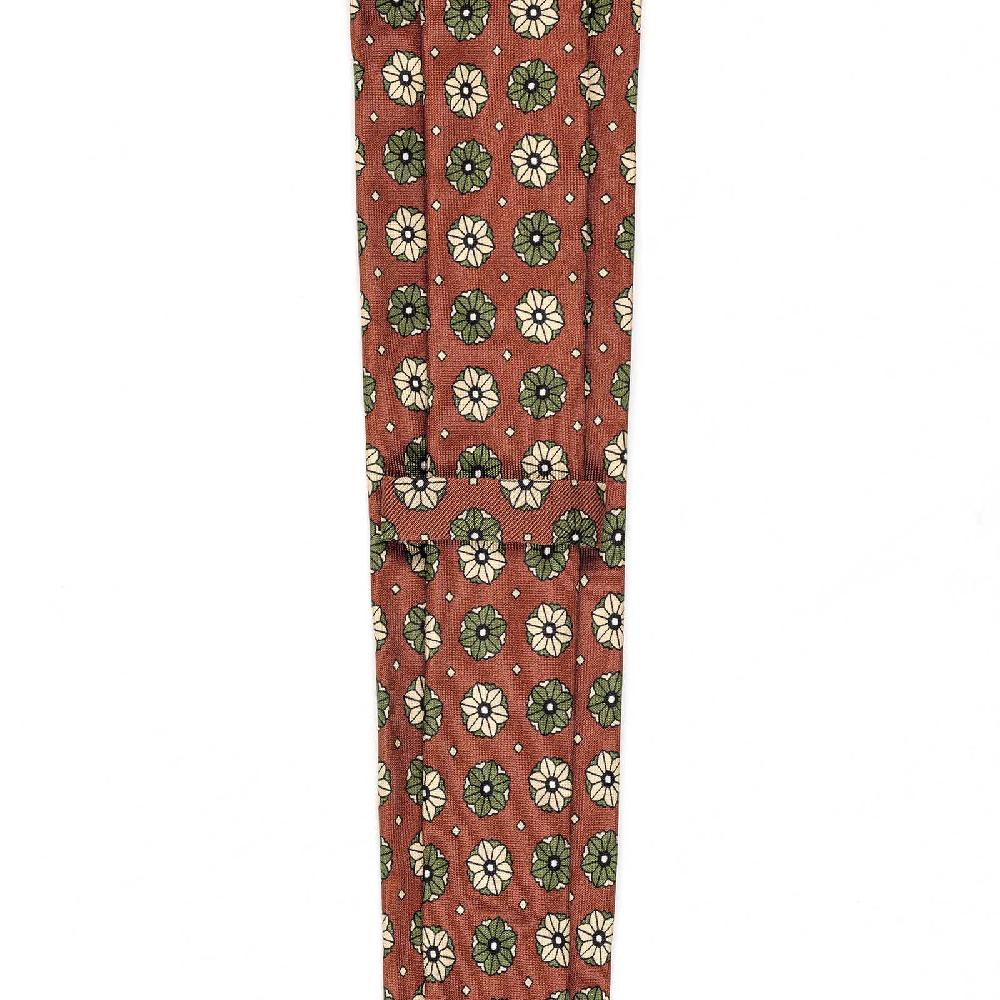 Rubinacci Cravatta in twill di seta mattone con stampa floreale Grandi sconti