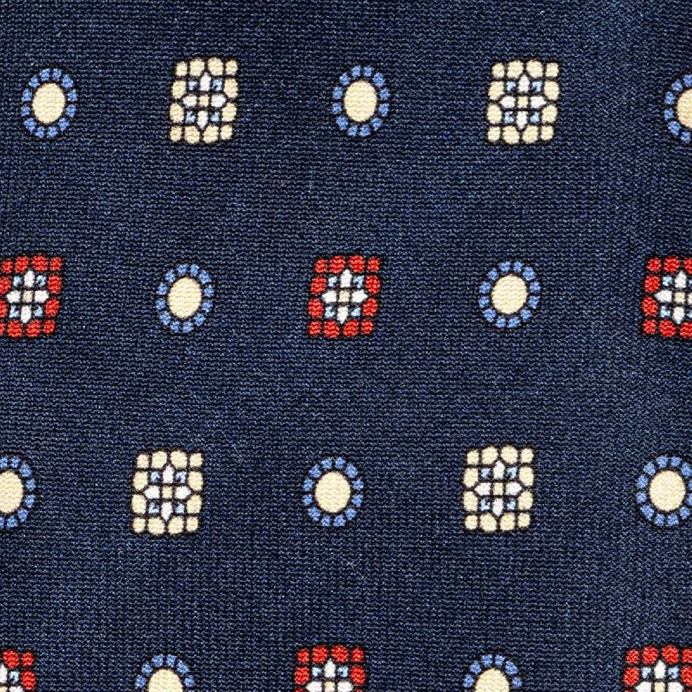 Rubinacci Cravatta in twill di seta navy blu con stampa geometrica Bestseller