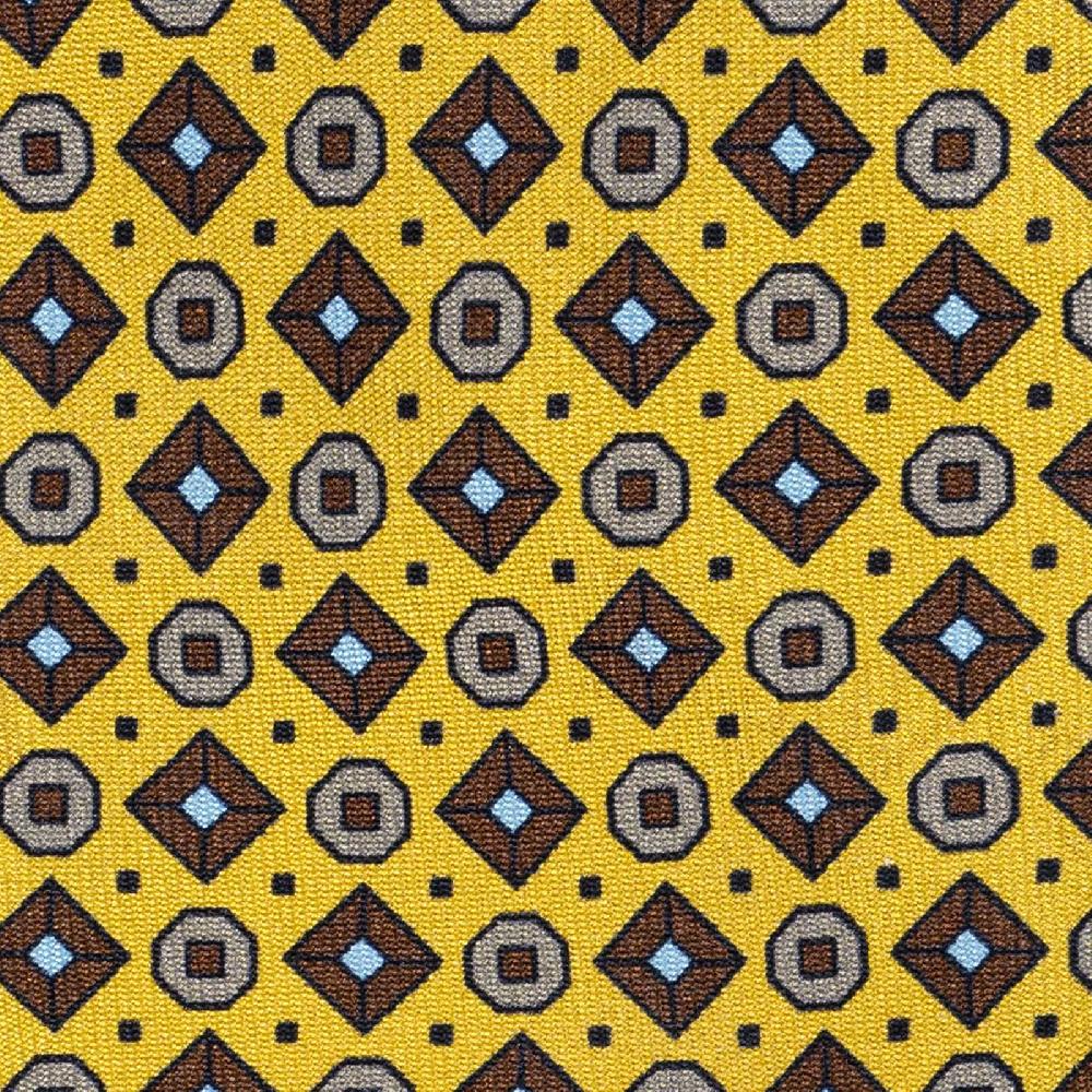 Rubinacci Cravatta in twill di seta gialla con stampa geometrica Offerte stagionali