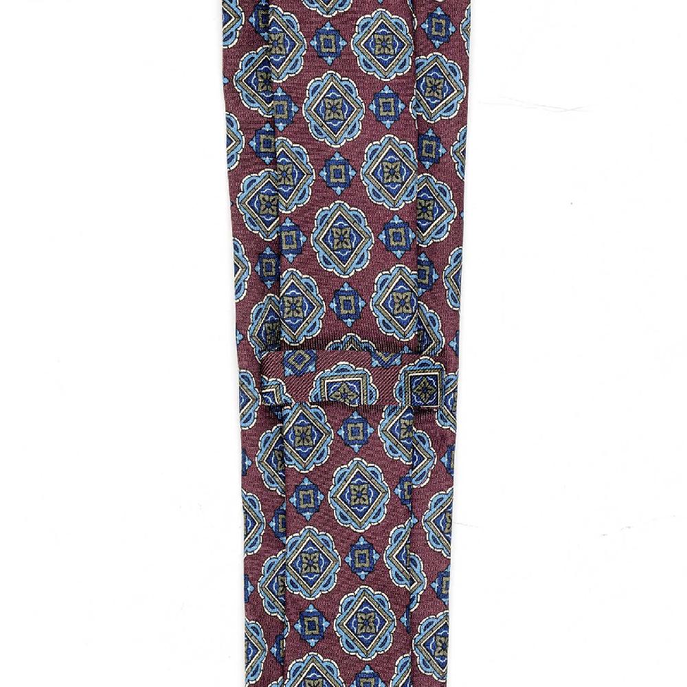 Rubinacci Cravatta in twill di seta con stampa geometrica bordeaux Liquidazione