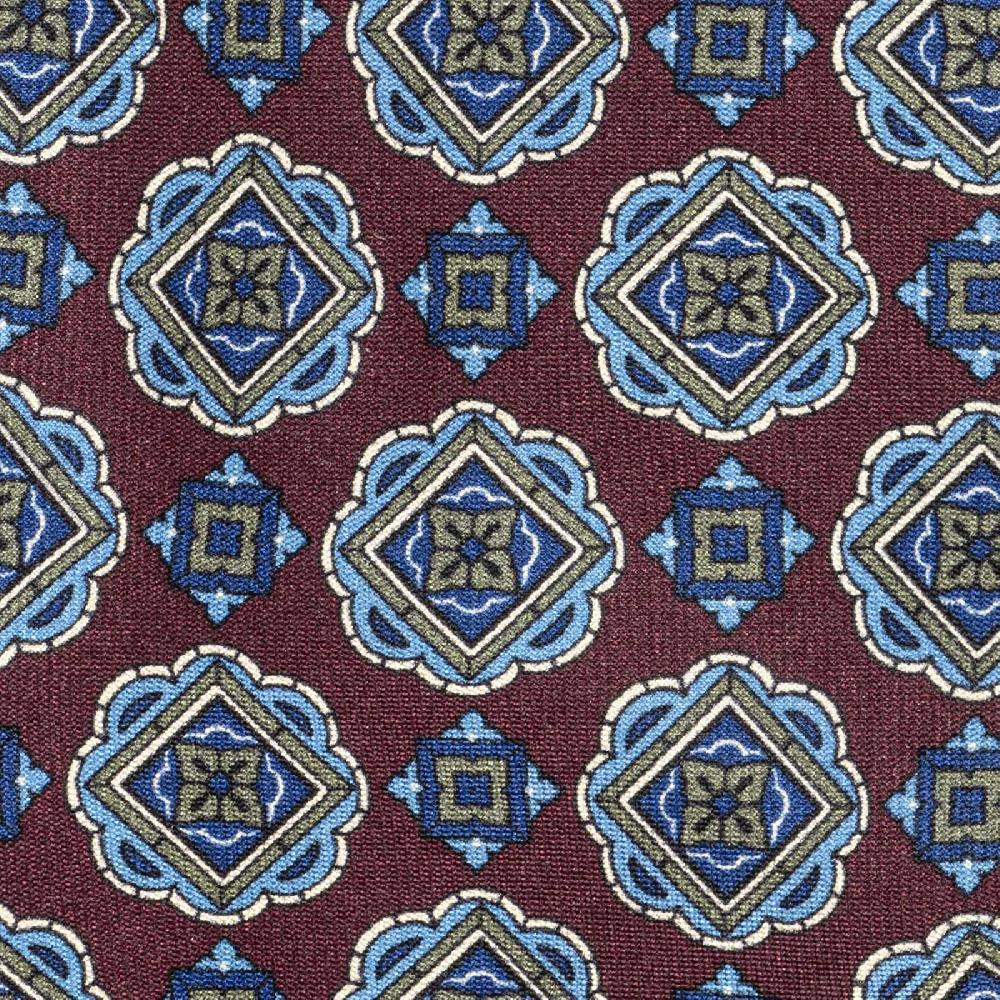 Rubinacci Cravatta in twill di seta con stampa geometrica bordeaux Liquidazione