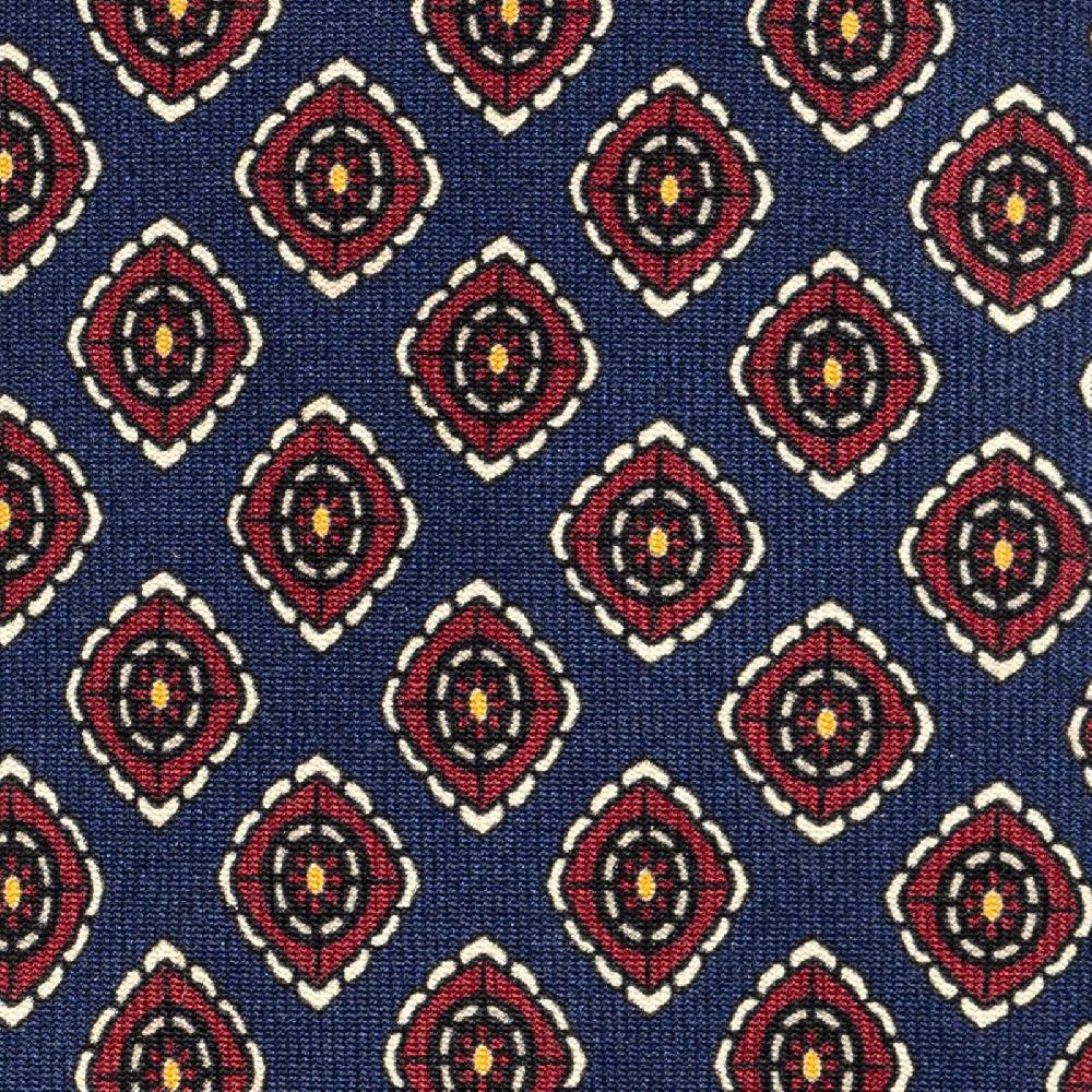 Rubinacci Cravatta in twill di seta navy blu con stampa geometrica Offerte speciali