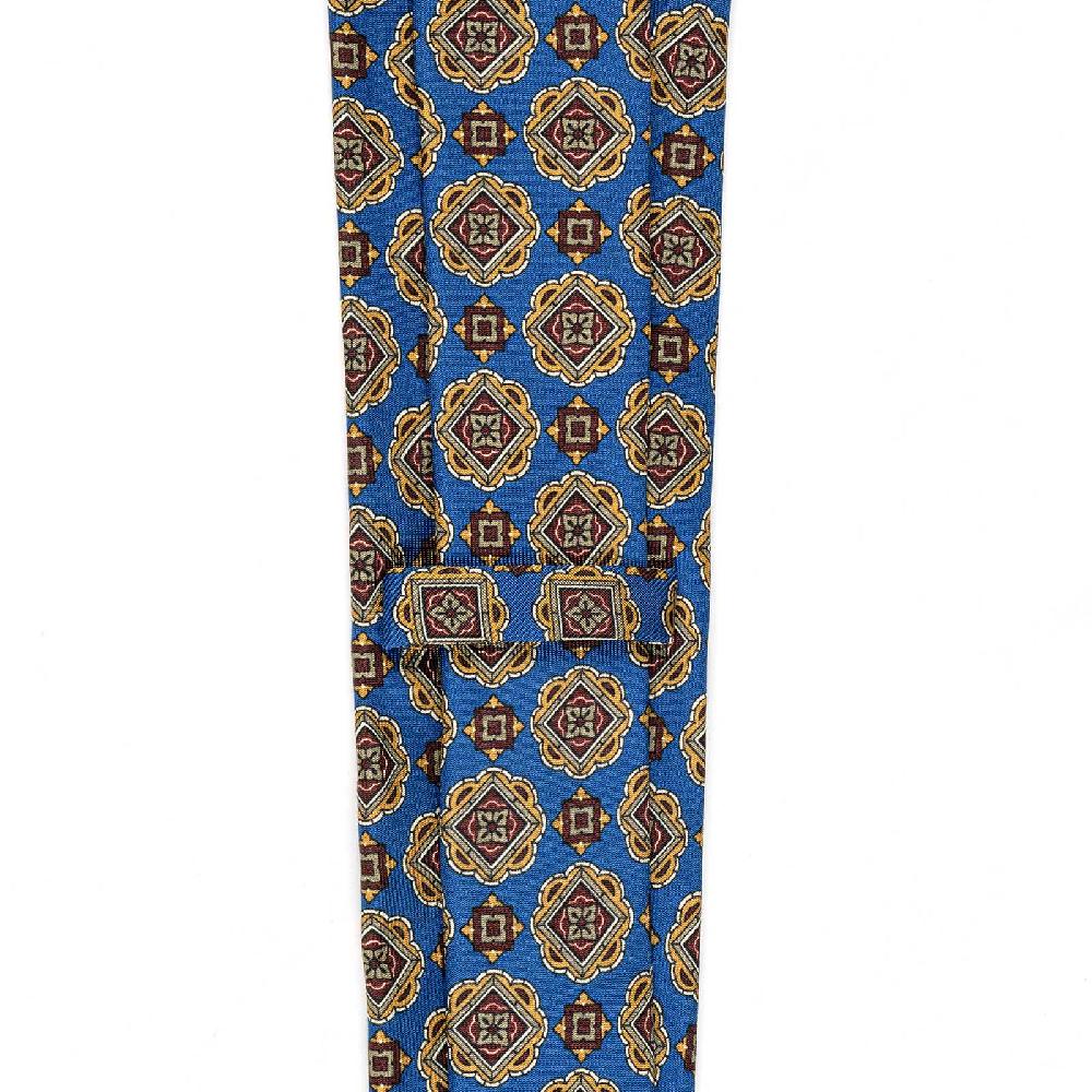 Rubinacci Cravatta in twill di seta con stampa geometrica blu Enormi risparmi