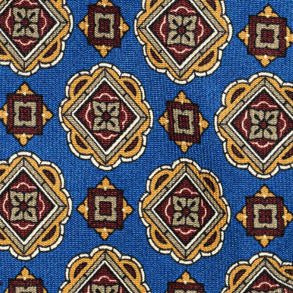 Rubinacci Cravatta in twill di seta con stampa geometrica blu Enormi risparmi