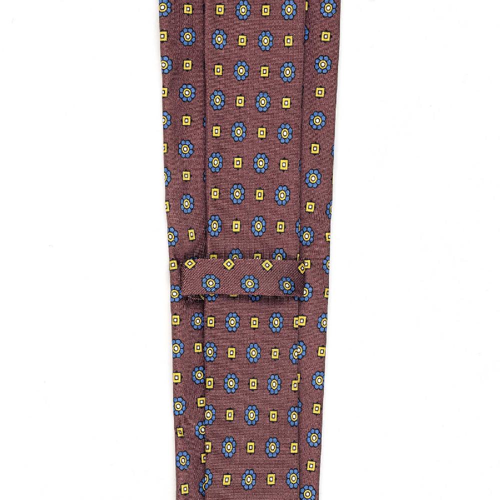 Rubinacci Cravatta in twill di seta con stampa floreale bordeaux Prezzo basso