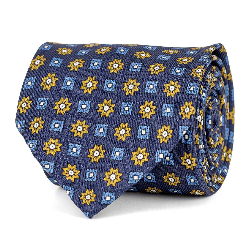 Rubinacci Cravatta in twill di seta con stampa floreale blu Super Saving Price
